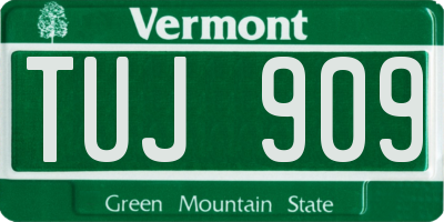 VT license plate TUJ909