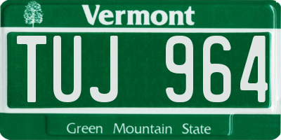 VT license plate TUJ964