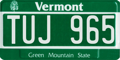 VT license plate TUJ965