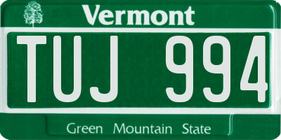 VT license plate TUJ994