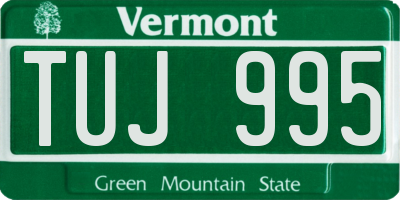VT license plate TUJ995
