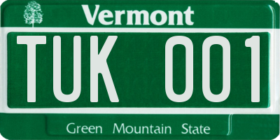 VT license plate TUK001