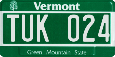 VT license plate TUK024