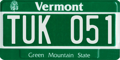 VT license plate TUK051
