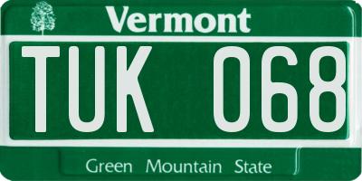 VT license plate TUK068