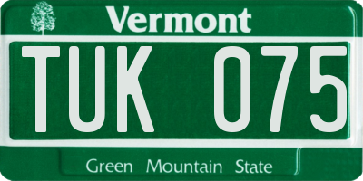 VT license plate TUK075