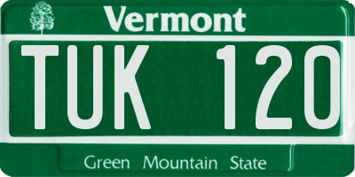 VT license plate TUK120