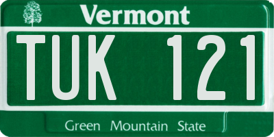 VT license plate TUK121