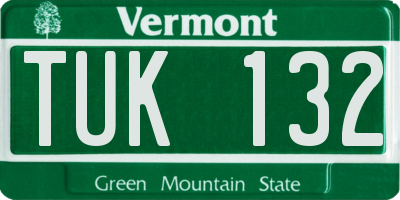 VT license plate TUK132