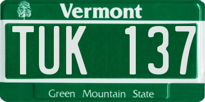 VT license plate TUK137