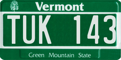 VT license plate TUK143
