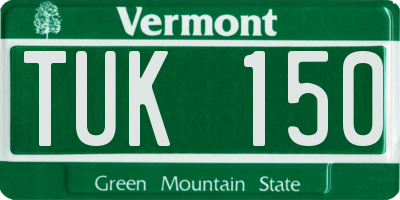 VT license plate TUK150