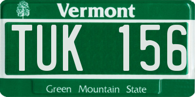 VT license plate TUK156
