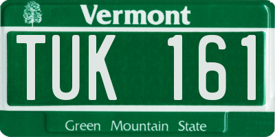 VT license plate TUK161