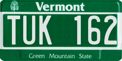 VT license plate TUK162
