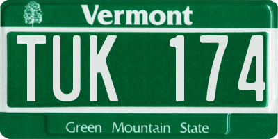 VT license plate TUK174