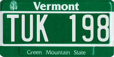 VT license plate TUK198