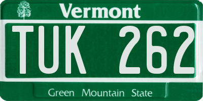 VT license plate TUK262