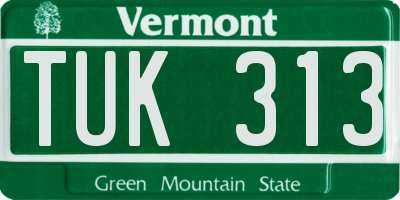 VT license plate TUK313
