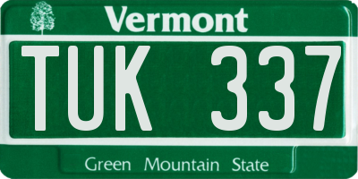 VT license plate TUK337