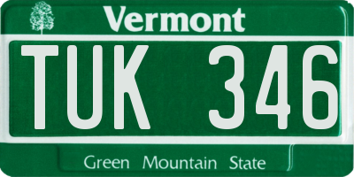 VT license plate TUK346
