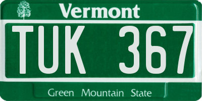 VT license plate TUK367