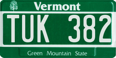 VT license plate TUK382