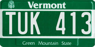VT license plate TUK413