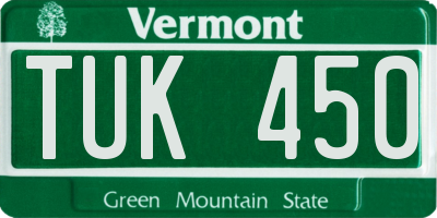 VT license plate TUK450