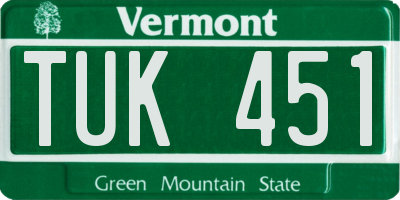 VT license plate TUK451