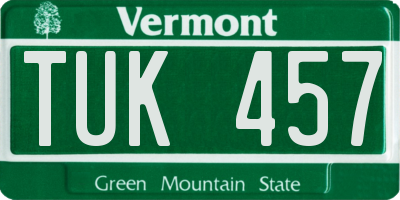VT license plate TUK457