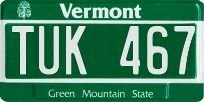 VT license plate TUK467