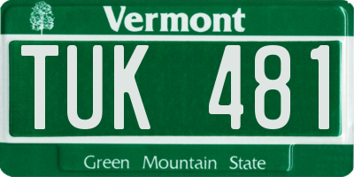 VT license plate TUK481