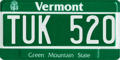 VT license plate TUK520