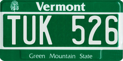 VT license plate TUK526