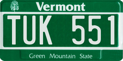VT license plate TUK551