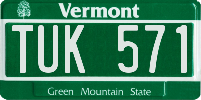 VT license plate TUK571