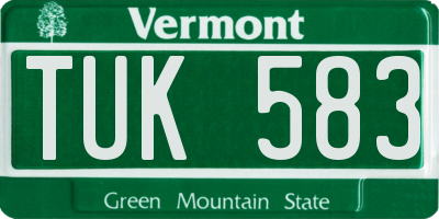 VT license plate TUK583