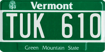 VT license plate TUK610