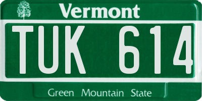 VT license plate TUK614