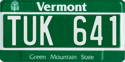 VT license plate TUK641