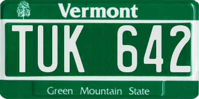 VT license plate TUK642