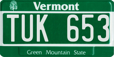 VT license plate TUK653