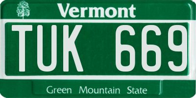 VT license plate TUK669