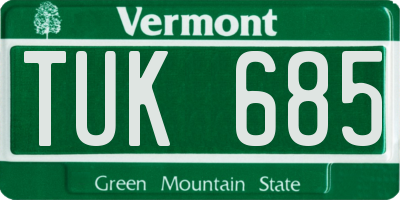 VT license plate TUK685