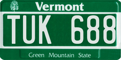 VT license plate TUK688
