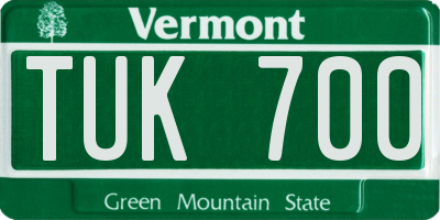 VT license plate TUK700