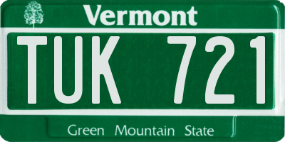 VT license plate TUK721