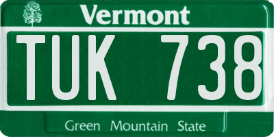 VT license plate TUK738