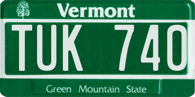 VT license plate TUK740